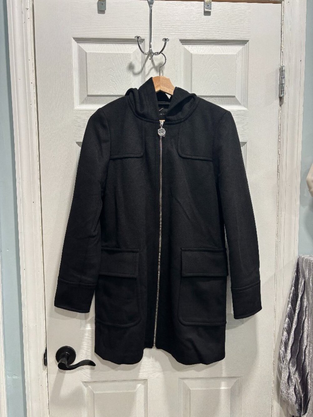 BNWT Ann Taylor Hooded Wool Blend Black Coat